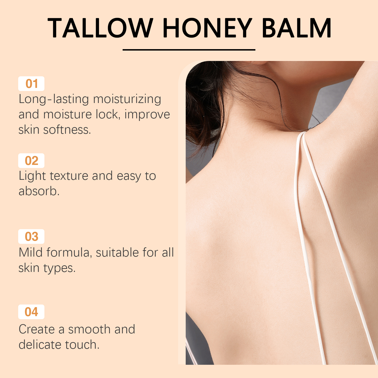 Wiyun The Beef Tallow Honey Moisturizing Cream Is A Gentle, Hydrating, Refreshing, Non-Sticky And Smooth Skin Moisturizing Cream - Image 3