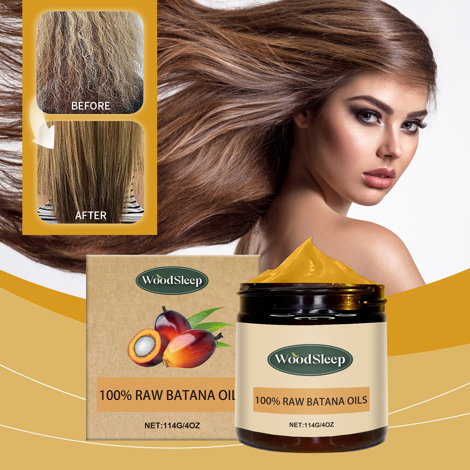 WoodSleep Batana Oil Hair Care Cream, Soft, Nourishing And Hydrating Dry Hair Care Cream - Image 2