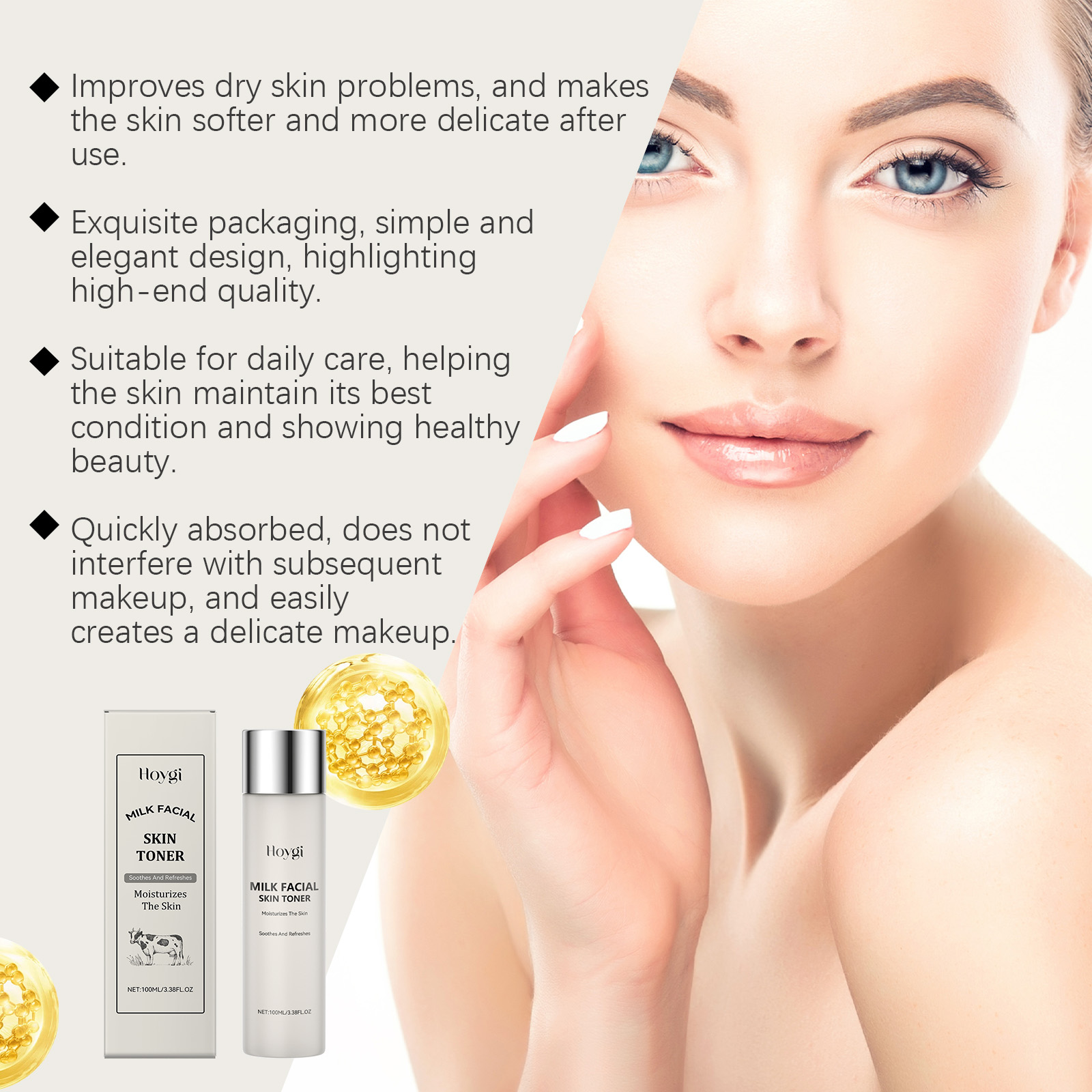 Hoygi Milk Deep Moisturizing Toner, Gently Nourishes Skin, Hydrates Moisture, Locks Water, Brightens And Rejuvenates Skin - Image 3
