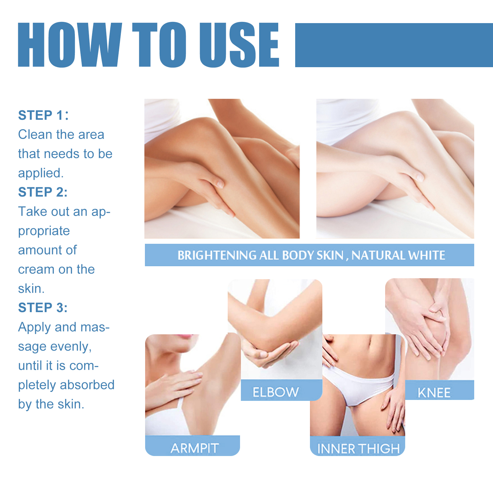 EELHOE Beauty Cream, Neck And Back Legs And Elbows Refreshing And Smooth Remove Stains Moisturize Skin Underarm Whitening Cream - Image 6