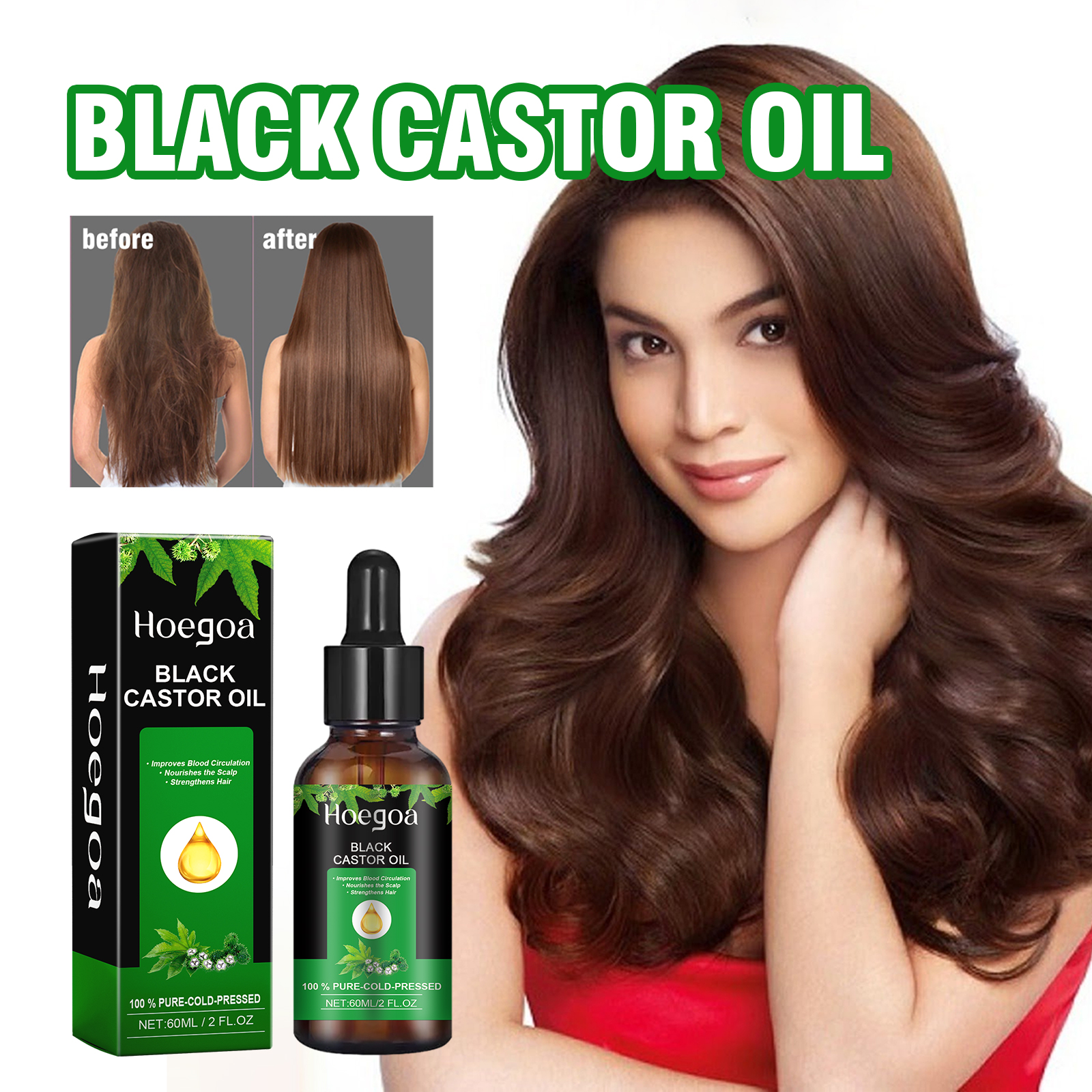 Black Castor Oil,Nourish Hair Prevent Moisture Scalp Solid Hair Strong Hair Black Castor Oil - Image 3