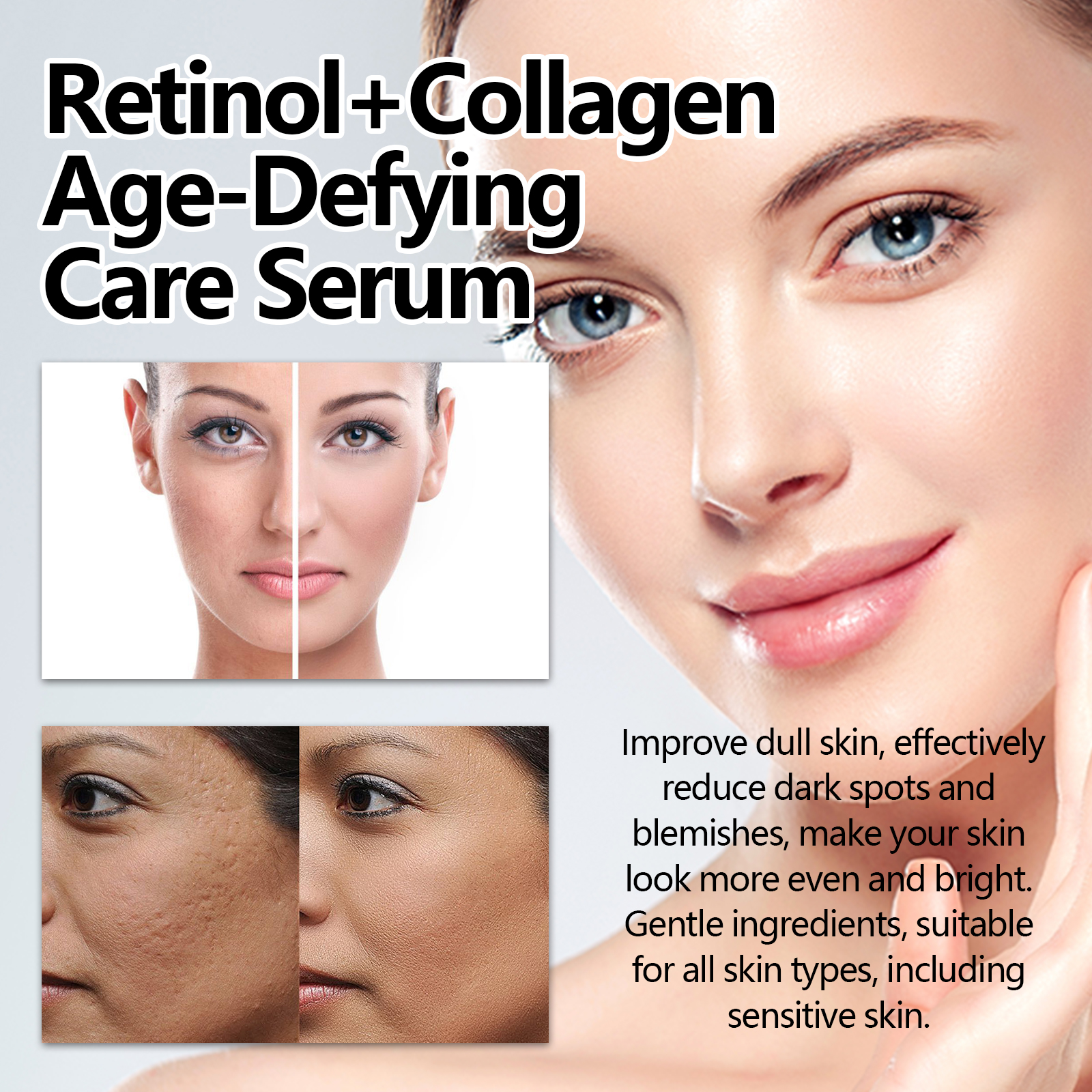 hoygi Retinol+Collagen Age-Defying Care Serum, Tighten Skin Anti-Wrinkle Anti-Aging Repair Pore Moisturizing Tender Skin - Image 3