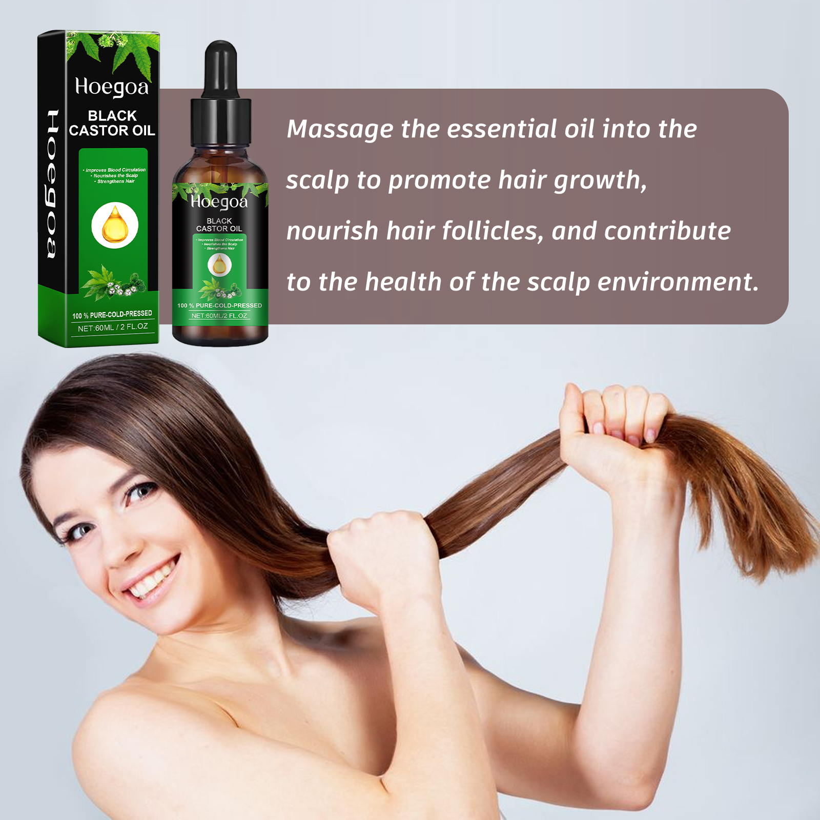 Black Castor Oil,Nourish Hair Prevent Moisture Scalp Solid Hair Strong Hair Black Castor Oil - Image 5