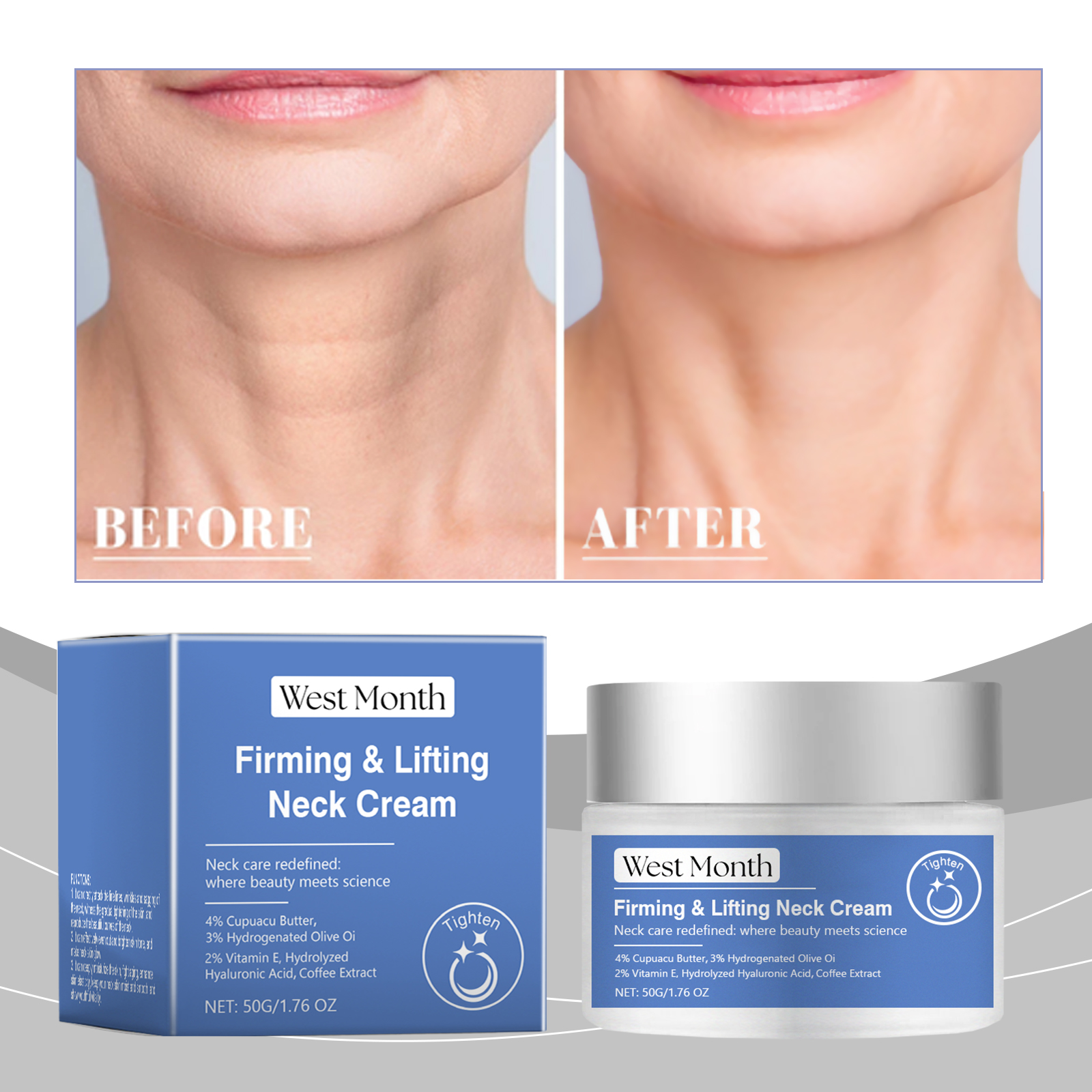 West&Month Neck Firming Cream, Gently Nourishes Neck Lines And Improves Skin Elasticity Moisturizer - Image 2