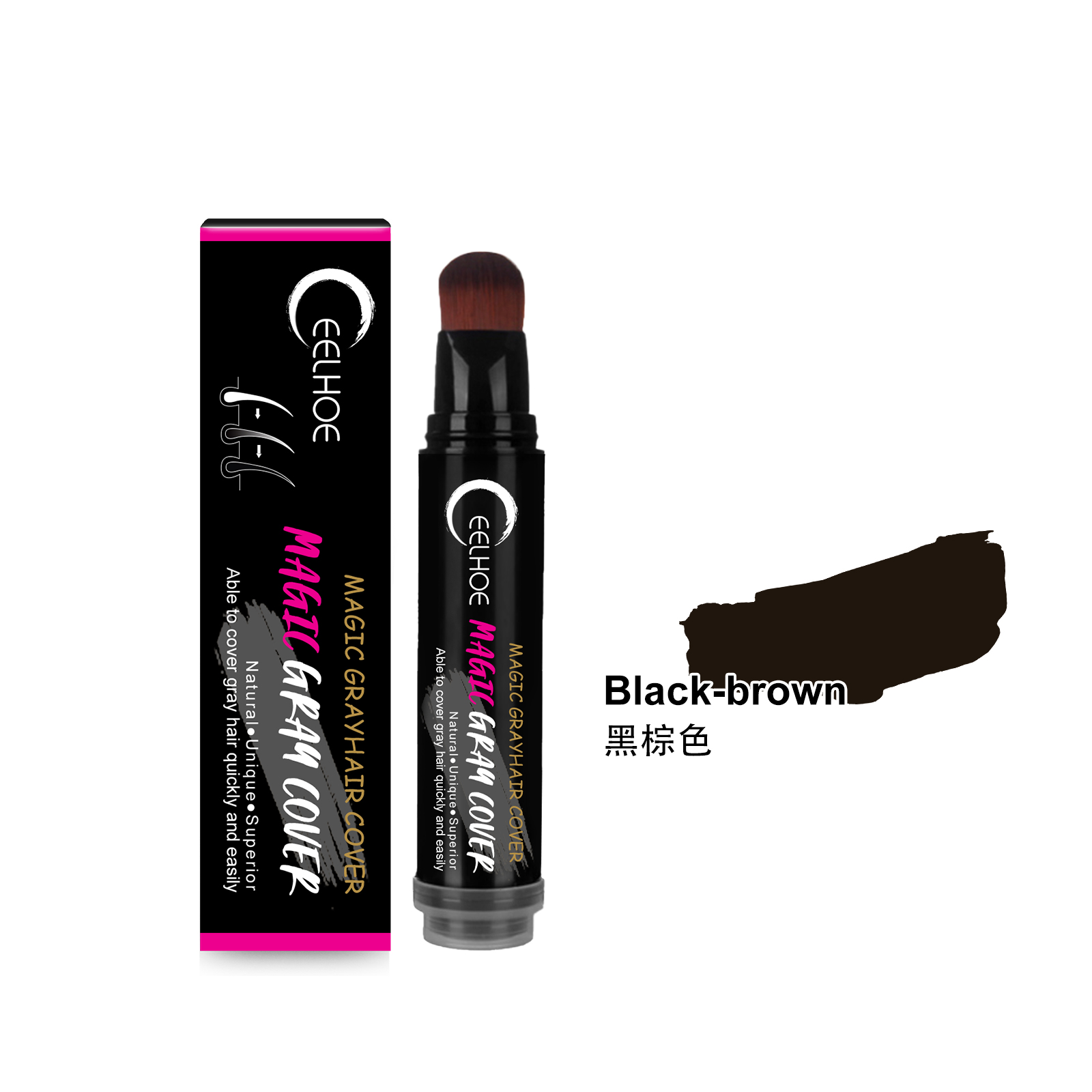 Disposable Plant Hair Stick, Hair Without Damage Repair Color Black Brown Quick White Hair Cover Stick - Image 3