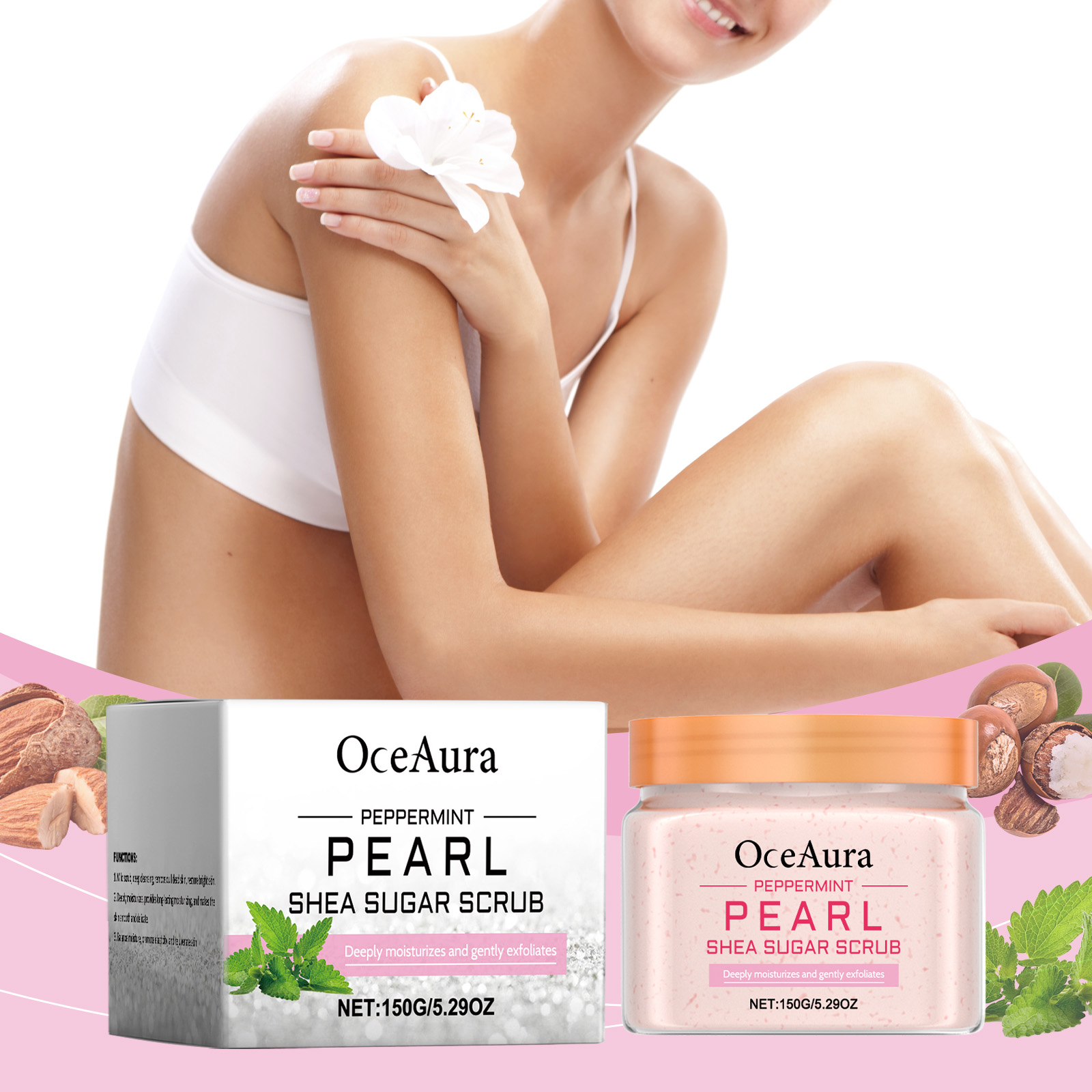 OceAura Mint Pearl Scrub Moisturizing Body Scrub Tender And Smooth Skin Cleansing And Moisturizing Cream - Image 2