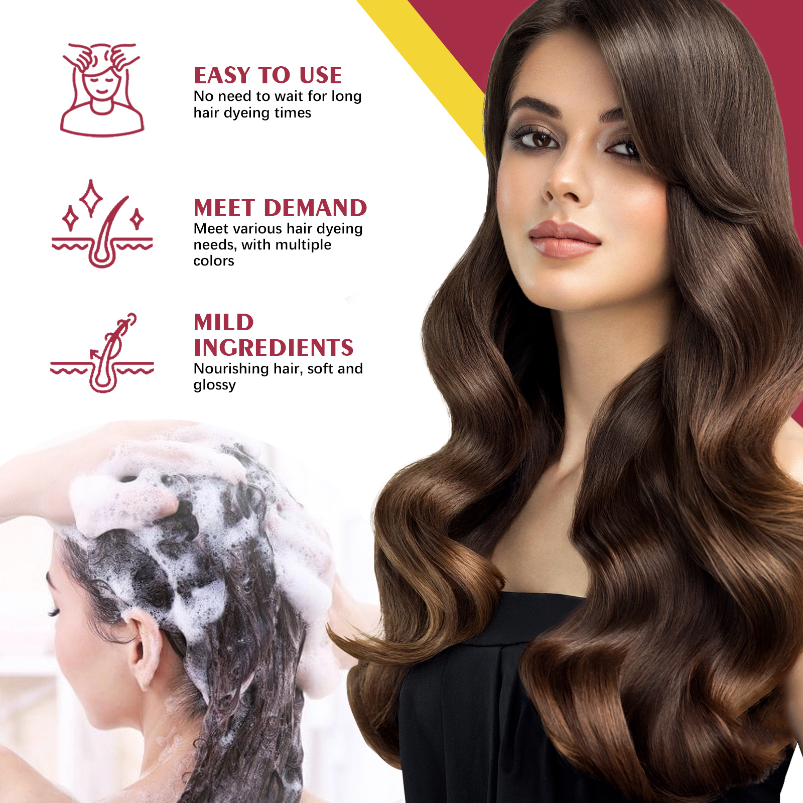 Black Hair Shampoo Series, Gentle, Non-Irritating And Moisturizing Scalp Easily Changing Color Hair Shampoo - Image 6
